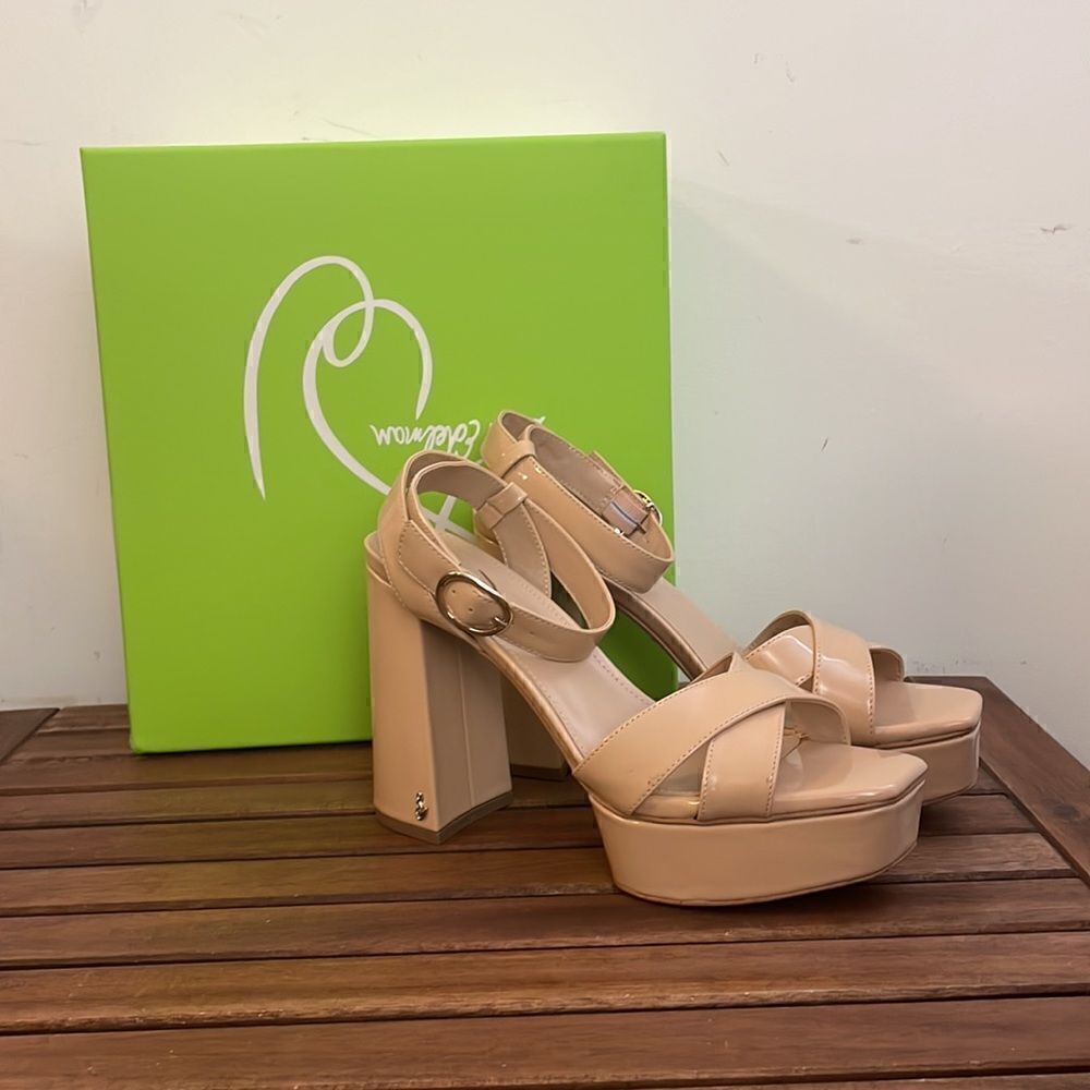 Sam Edelman Nolita Platform Sandals Beige US Women Size 9.5/UK 6.5/EU 39.5($150)